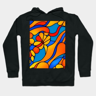 Vibrant Summer Flower  - Stained Glass Abstract Pattern Hoodie